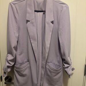 Suzy Shier Light Purple Blazer with Ruched Sleeves